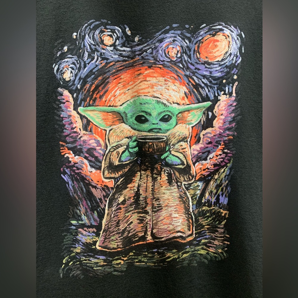 Unisex Baby Yoda Black T-shirt 100% Cotton Lightly Used